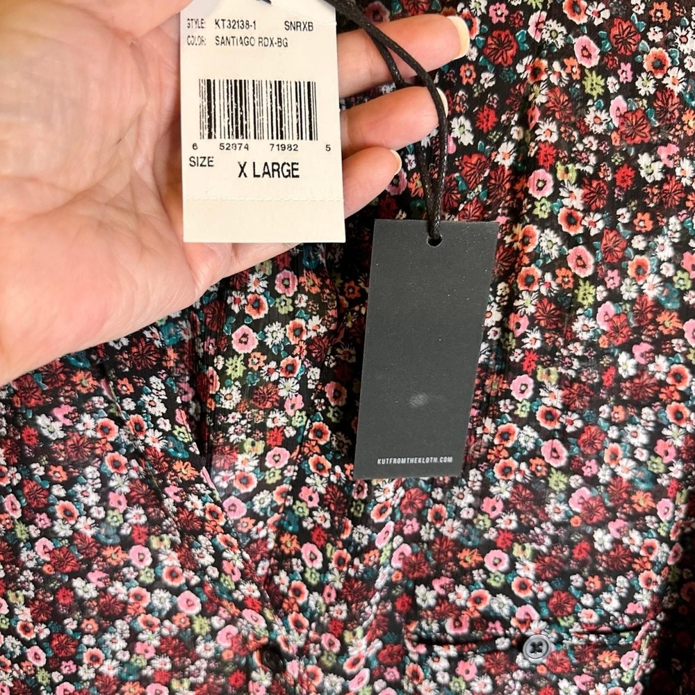 NWT Kut From The Kloth Floral Sheer Blouse Size XL - KUT from the Kloth - Picture 6 of 6